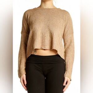 Madewell Camel Cropped Knit Sweater